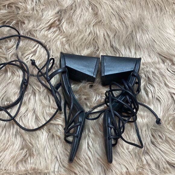 DREAM PAIRS Lace Up Wrap Strappy Block High Heel Square Open Toe Chunky Sandal - Picture 4 of 12